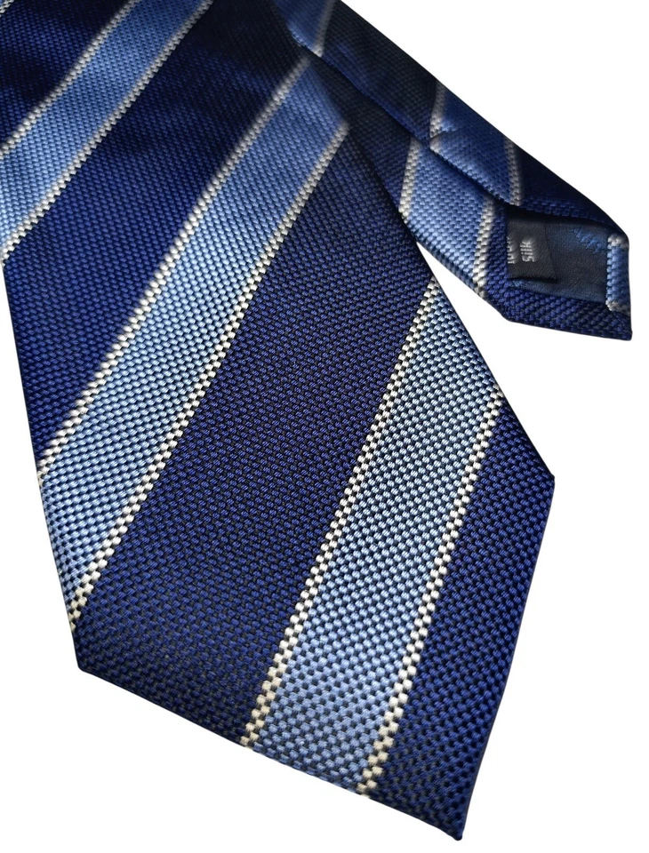 The Savile Row Company Blue Striped Silk Jaquard Tie 8 Cm Elegant Mint Condition - Imagen 3 de 4