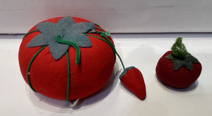 2 Vintage Tomato Shaped Pin Cushions (Large Tomato Comes w/Tape Measure)