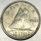 1964 Canada 10 Cents Dime 0.8000 Silver ASW 0.06 Oz Coin Free Shipping - 2472