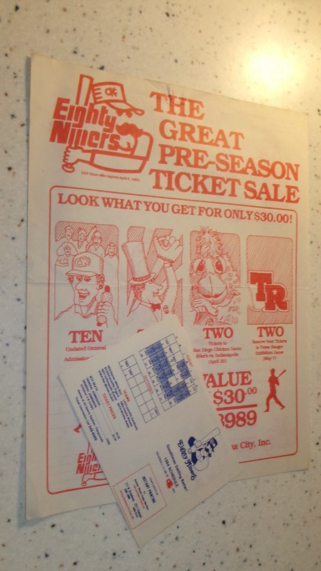 OKLAHOMA CITY 89ers...1984 ticket offer and schedule...Texas Rangers AAA team...