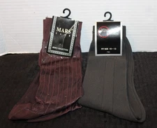 2 Pair Men's Over-the-Calf Dress Socks - Size 10-13; Mars® Brown; Knocker® Gray