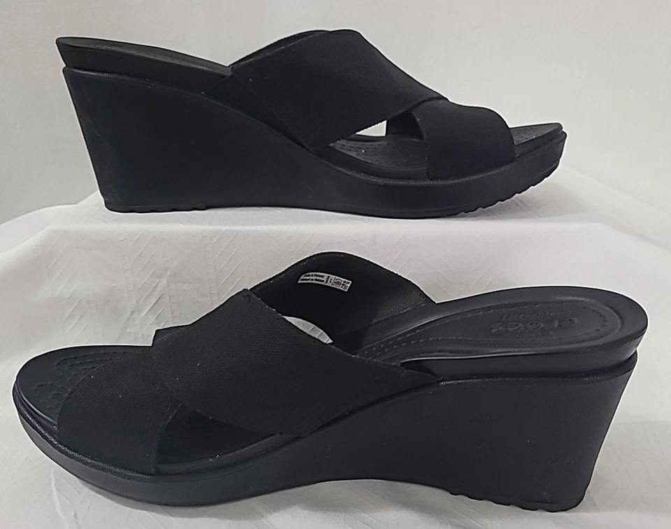 Sandalias Crocs Capri para mujer negras chanclas con tiras doble comodidad talla 11 Foto 2 de 4