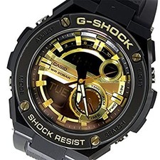 Used CASIO G SHOCK G STEEL GST 210B 1A9 Black Gold Men's