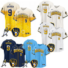 HOT Bob 9 Uecker Brewers "Pitcher Pint" All Colors MEN Stitched Jersey NWT