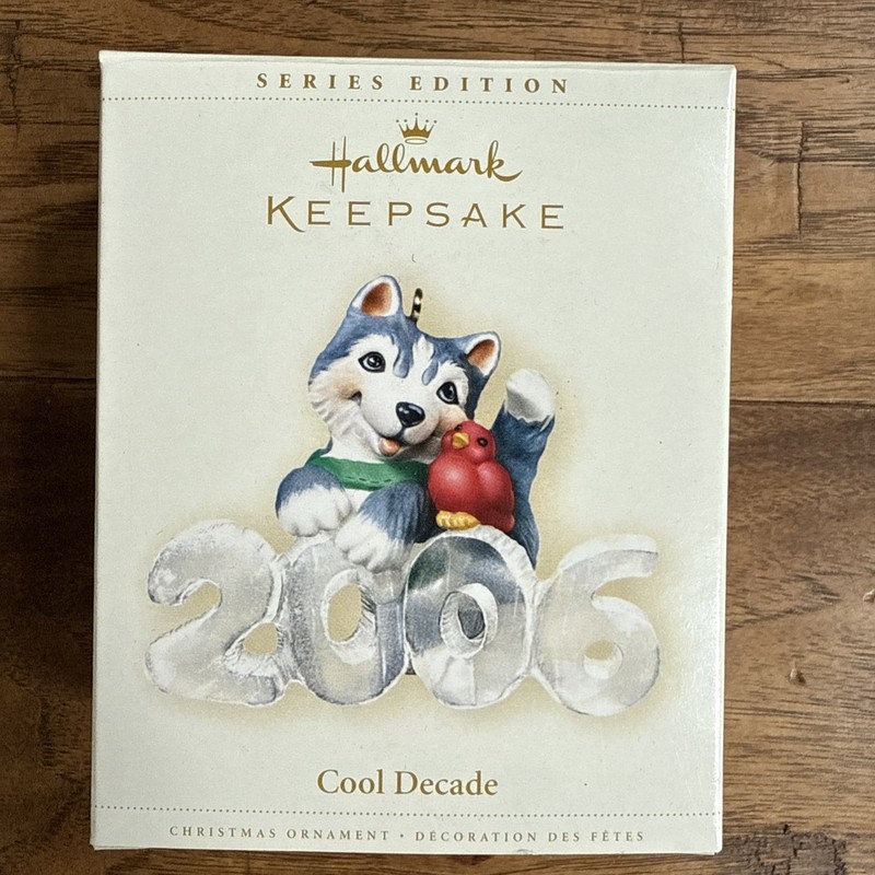 Hallmark Keepsake Ornament 2006 Cool Decade Husky Dog & Cardinal 7th In Series