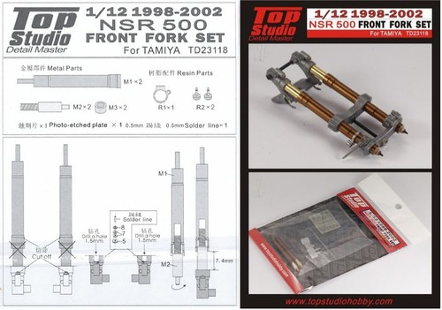 Topstudio Front Fork Set Honda NSR 500 1998-2002 Tamiya 1/12 TD23118 - Picture 2 of 3
