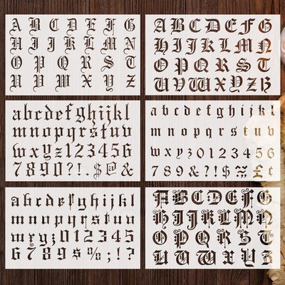 Outus 8 Pieces Letter Stencils Old English Reusable Plastic Calligraphy... 
