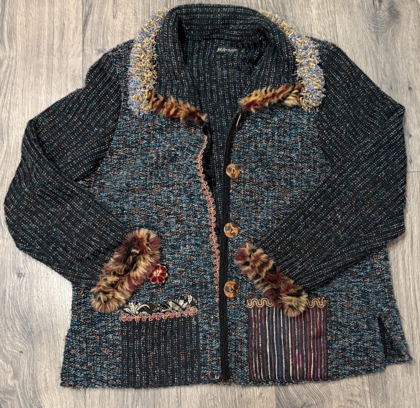 Lee Andersen Patchwork Knit Jacket Cardigan Boho … - image 1