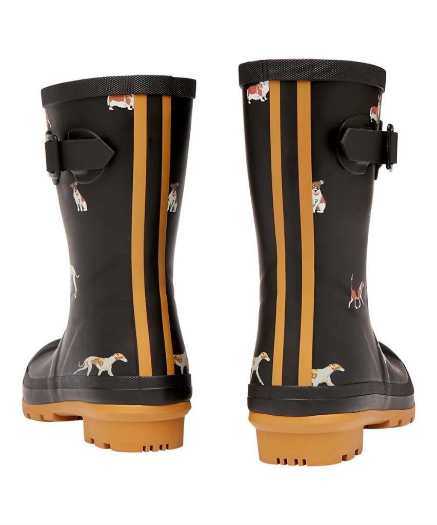 New NIB Joules Black Dog Corgi Dalmation Greyhound Molly Welly Rain Boot 9 or 10 image 3