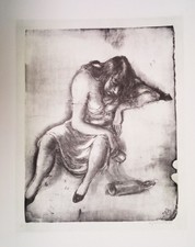 Lithographie A. Paul Weber "DIE TRINKERIN", 1975, handsigniert