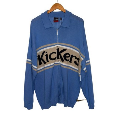 Neu Unisex Größe Large Kickers Classics blau Reißverschluss Strickjacke 90er y2k Retro neu mit Etikett