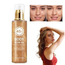 Glitter Sunscreen Oil with Coconut,SPF 45 Broad Spectrum with Gold Mica