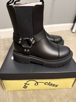Art Class Girls Black Crosby Moto Faux Leather Boots Size 13