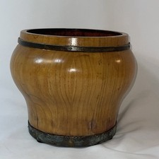 Antq. Chinese Rice Bay. Wood/bronze Bottom Stamp (Crab) made Of Ash No Lid