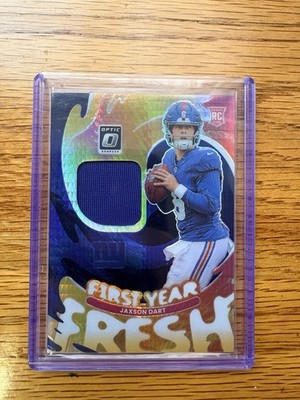 2025 Panini Donruss Optic First Year Fresh Neon Blue Jaxson Dart Rookie MEM #FY 