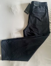 Lululemon Daydrift Relaxed Fit Pleated Trouser Pants pinstripe Blk /why- XL