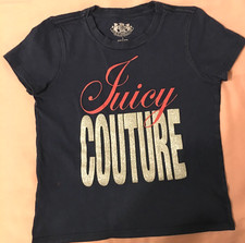 Girls Juicy Couture Very Soft Navy/Silver Top Size 5-6 Years Old, Pre-owned