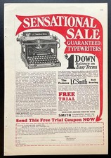 1924 L.C. Smith & Sons Typewriter vintage AD “Guaranteed Typewriters $1 Down” thumbnail