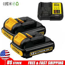 2PACK 12V 3.0Ah Max Lithium-Ion Battery/Charger For Dewalt DCB126 DCB120 DCB124