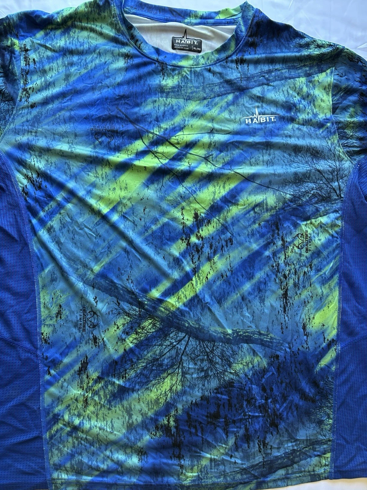 Habit Realtree Fishing UV Protection Camouflage Long Sleeve Shirt Blue XL