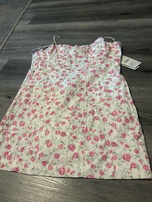 Zara White Mini Dress with Pink Floral Print