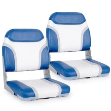 NORTHCAPTAIN White/Pacific Blue/Light Grey Low Back Folding Boat Seat, 2 Seats