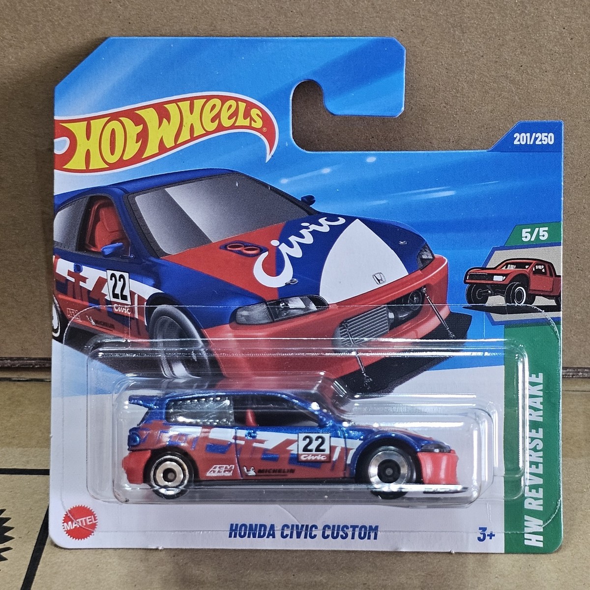 2025 HOT WHEELS MAINLINE SHORT CARD CASE K HONDA CIVIC CUSTOM