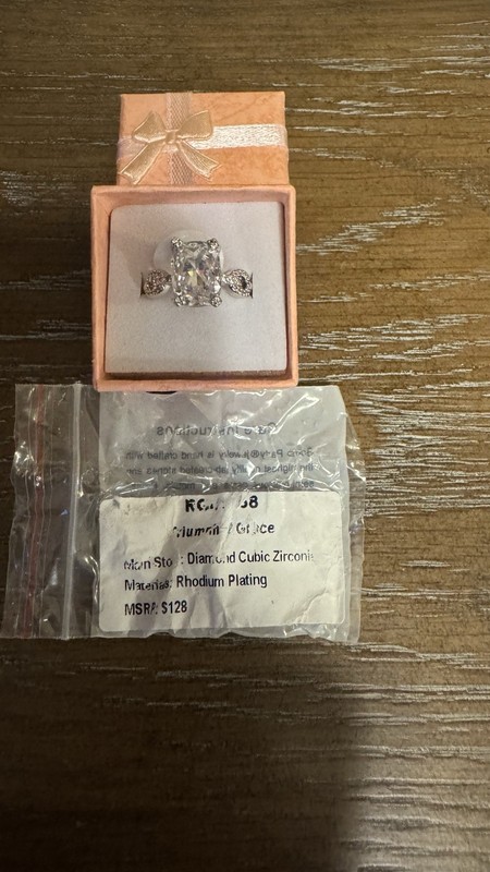 Bomb Party Rhodium Plated Cushion Cut Cubic Zirconia Prong Cocktail Ring Size 7