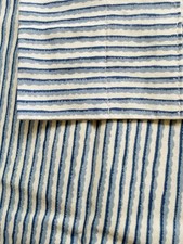 Pair of Vintage Blue and White Striped Rod Pocket Curtains ZZ909