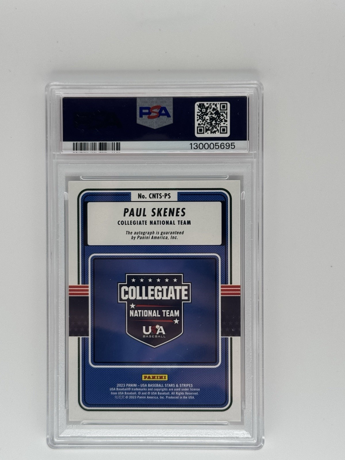 2023 Panini Stars & Stripes Paul Skenes Auto PSA 9 view 2