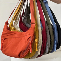 Womens Soft Cloth Shoulder Bag Solid Color Casual Large Crossbody Handbag Hobo