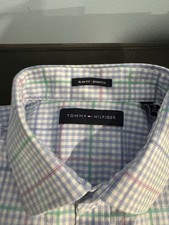 Tommy Hilfiger Men's Blue Slim Fit Long Sleeve Shirt Size Medium