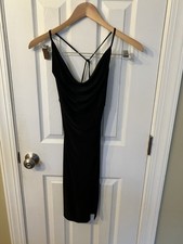 Windsor Black Formal Sexy Above The Knee Strap M Goth Bodycon Rouched Top Dress