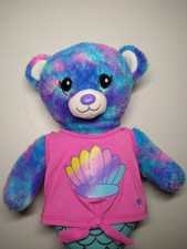 Build a Bear Magical Mer-Bear Mermaid Plush 16" Blue BAB Stuffed Seashell Shirt