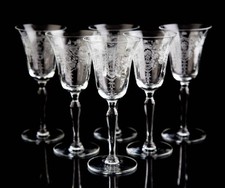 Morgantown Versailles Small Wine Sherry Glasses Set of 7 Elegant Vintage Floral