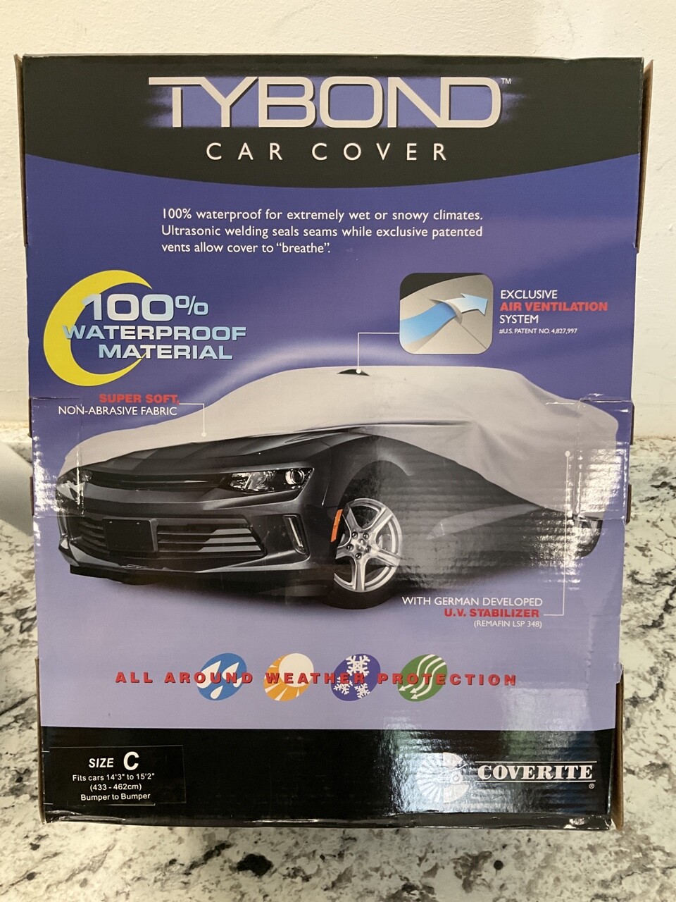 Coverite 10733 Tybond Premium Waterproof Car Cover For Cars 14'3" To 15