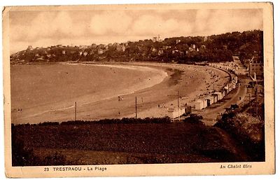 CPA 22 - PERROS GUIREC (Côtes d'Armor) - 23. TRESTRAOU. La Plage. Au Chalet Bleu