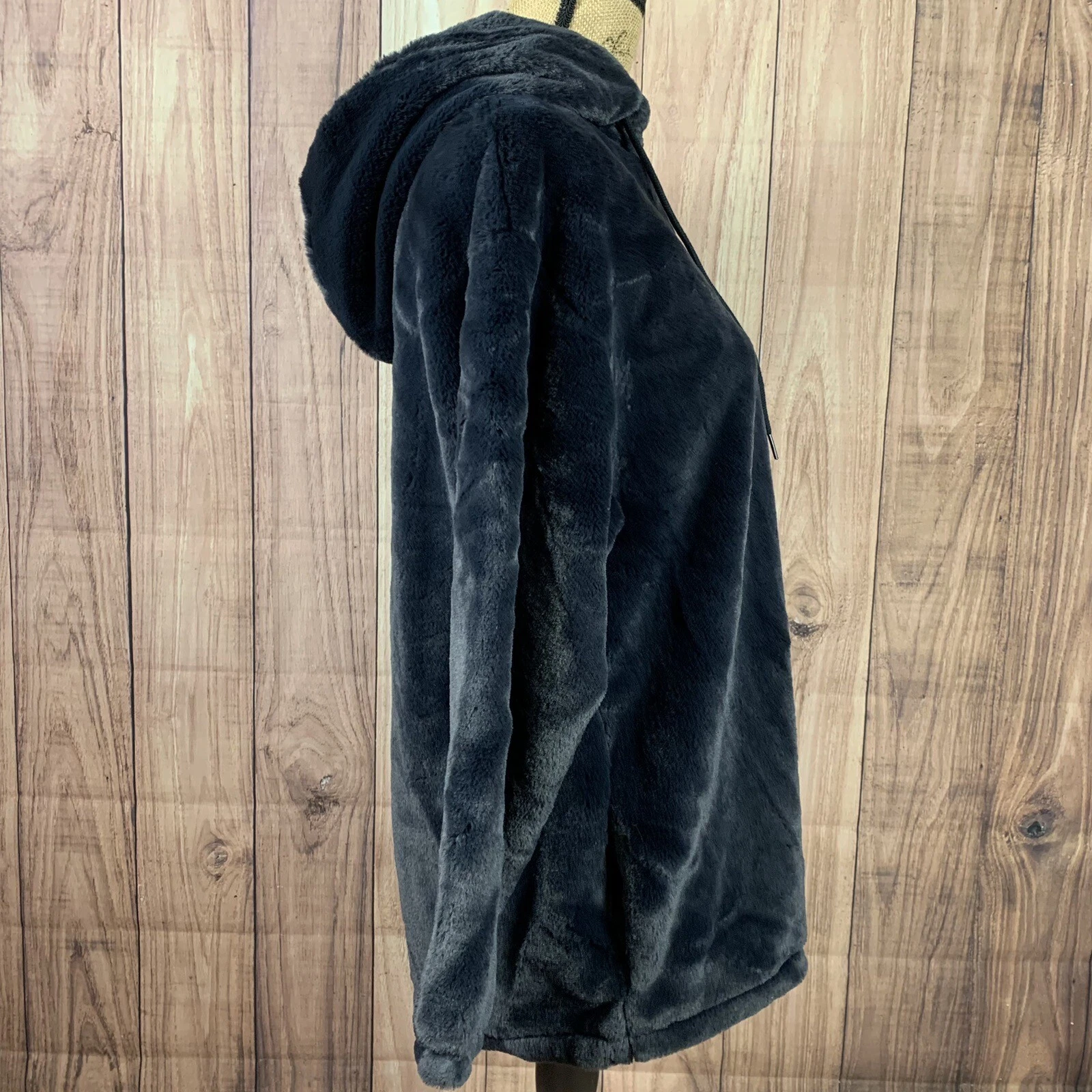 UNDERCOVER Victorias Secret rosa mezza zip teddy sherpa pullover giacca cappuccio blu navy XS