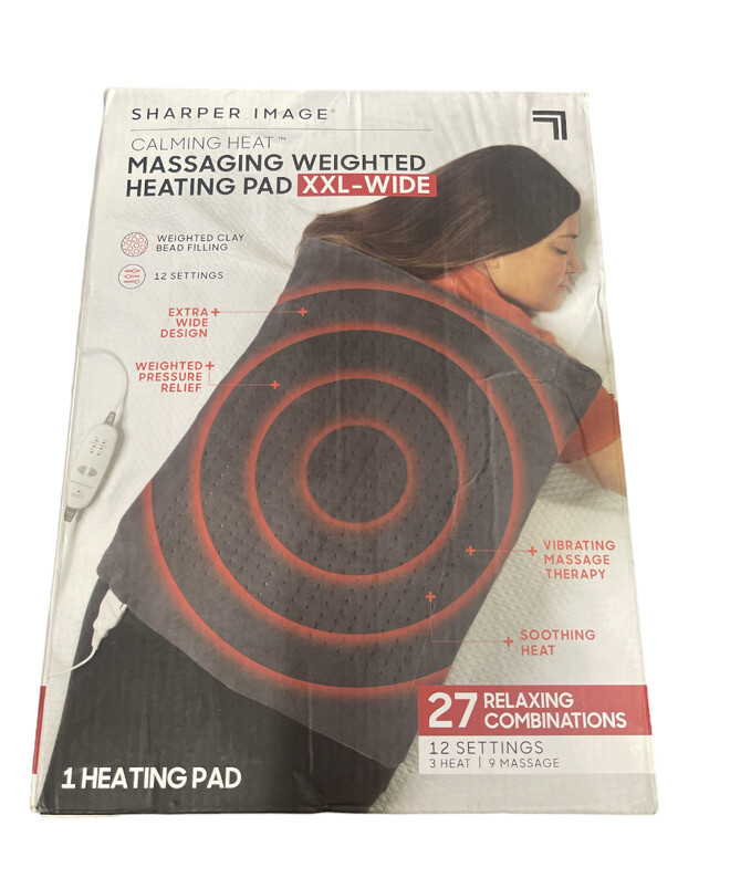 Sharper Image Calming Heat Massaging Weighted Heating Pad XXL-Wide 20”x24”  | eBay