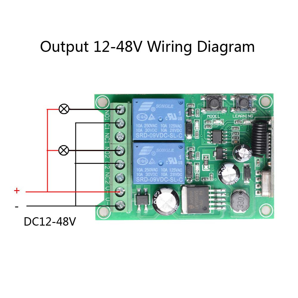 12V 24V 36V 48V 2CH 433Mhz Wireless Remote Control Relay Switch 984Ft Long Range