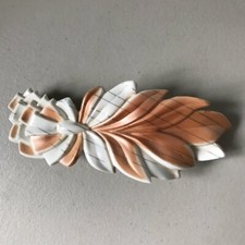 French Celluloid Hair Barrette Floral Scroll Feather Design