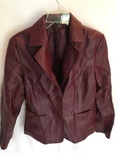 WOMENS BURGUNDY MAROON PLUM BOUTIQUE EUROPA BLAZER JACKET LEATHER SIZE 8 36"
