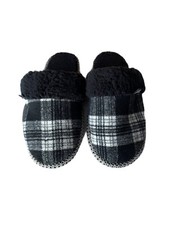 Muk Luks LUK EES Womens Black White Non-Slip Plaid Slippers Sz M 7-8