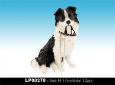 Walkies Border Collie Sitting Ceramic Dog Figurine Ornament