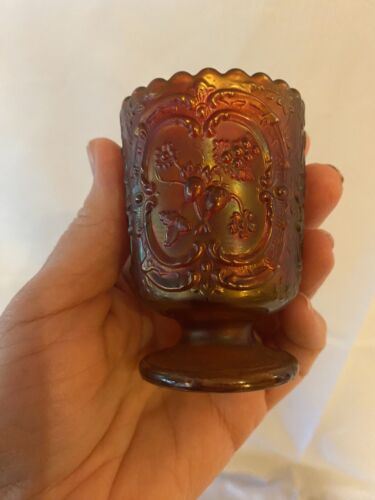 Fenton red amberina wild strawberry footed glass toothpick holder-marked - Picture 1 of 7