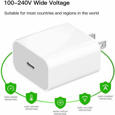 20W USB Type-C Wall Adapter Fast Charger PD For iPhone 16 15 14 13 11 Pro iPad 8