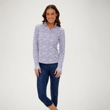 ZERO RESTRICTION Renae Long Sleeve - Charm Size M White/Pink/Blue , White/Blue