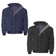 Mens New Sky Diver Bomber Warm Check Lined Padded Heavy Work Jacket Coat Zipper