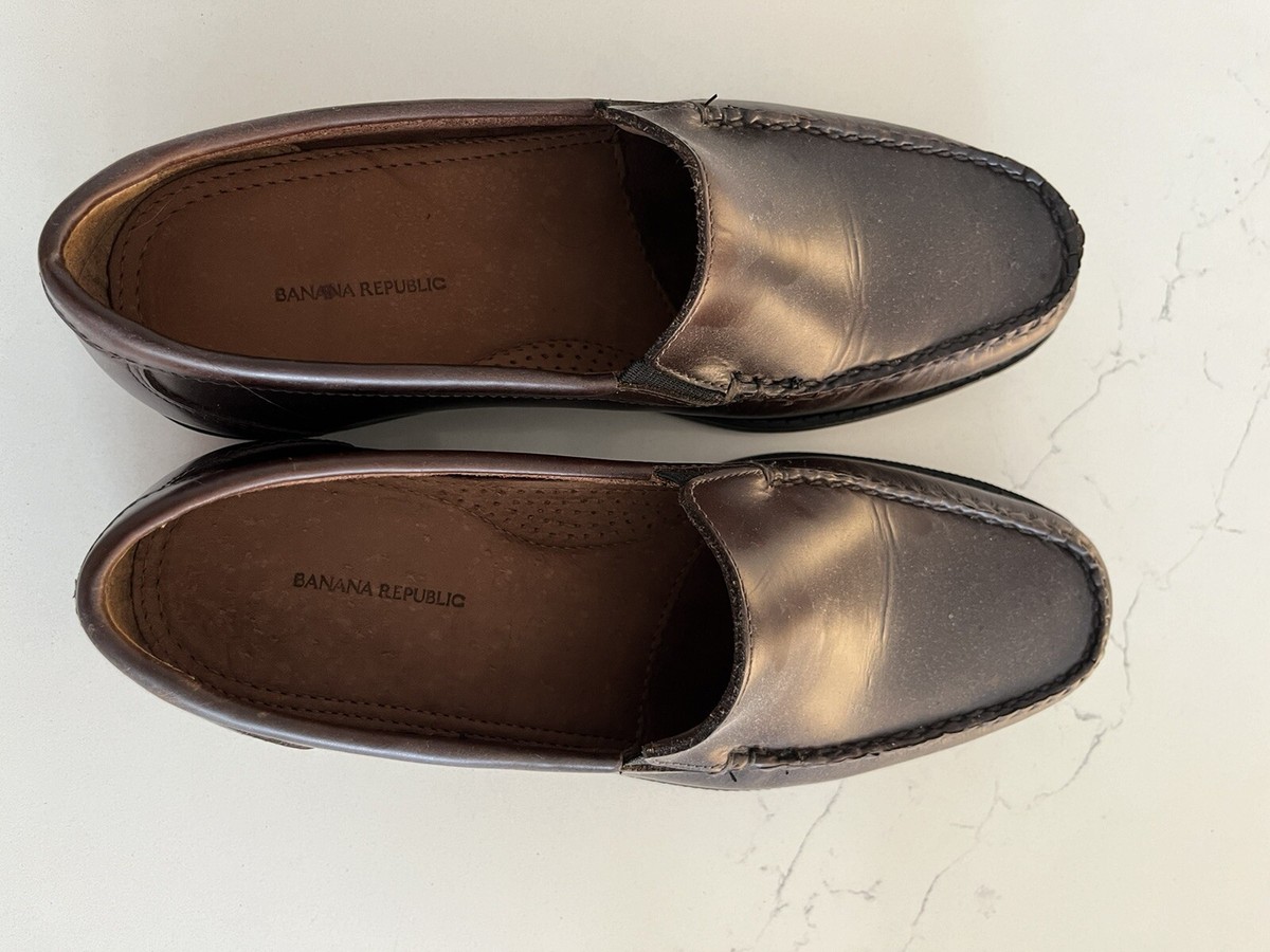 Banana Republic Brown Leather Slip On Driving Moccasins Loafers Men Sz 8 M  | eBay