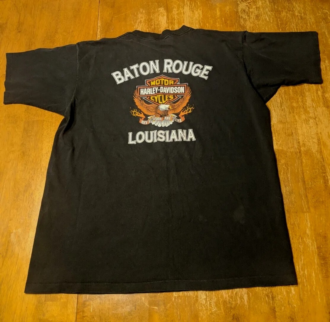 Harley-Davidson Tシャツ バトンルージュ Vintage Harley Davidson Mens Graphic XL T-Shirt Black Baton Rouge
